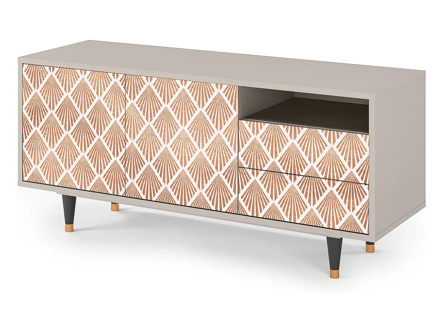 Móvel De Tv| Mueble de TV - 125х56х41 cm - T7 - Pastel Sunrise, Areia Bege