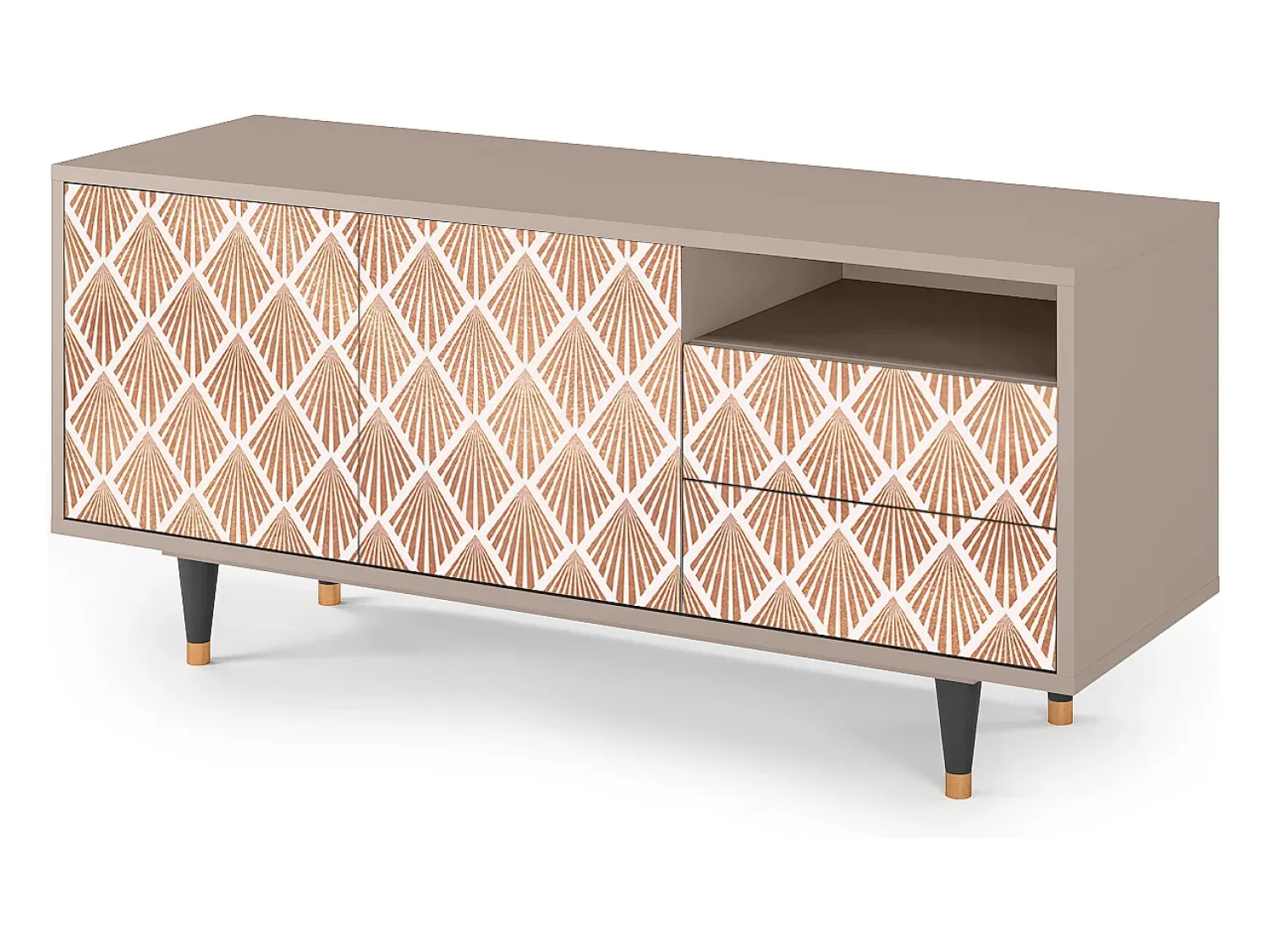 Clearance Mueble de TV - 125х56х41 cm - T7 - Pastel Sunrise, Latte Bege