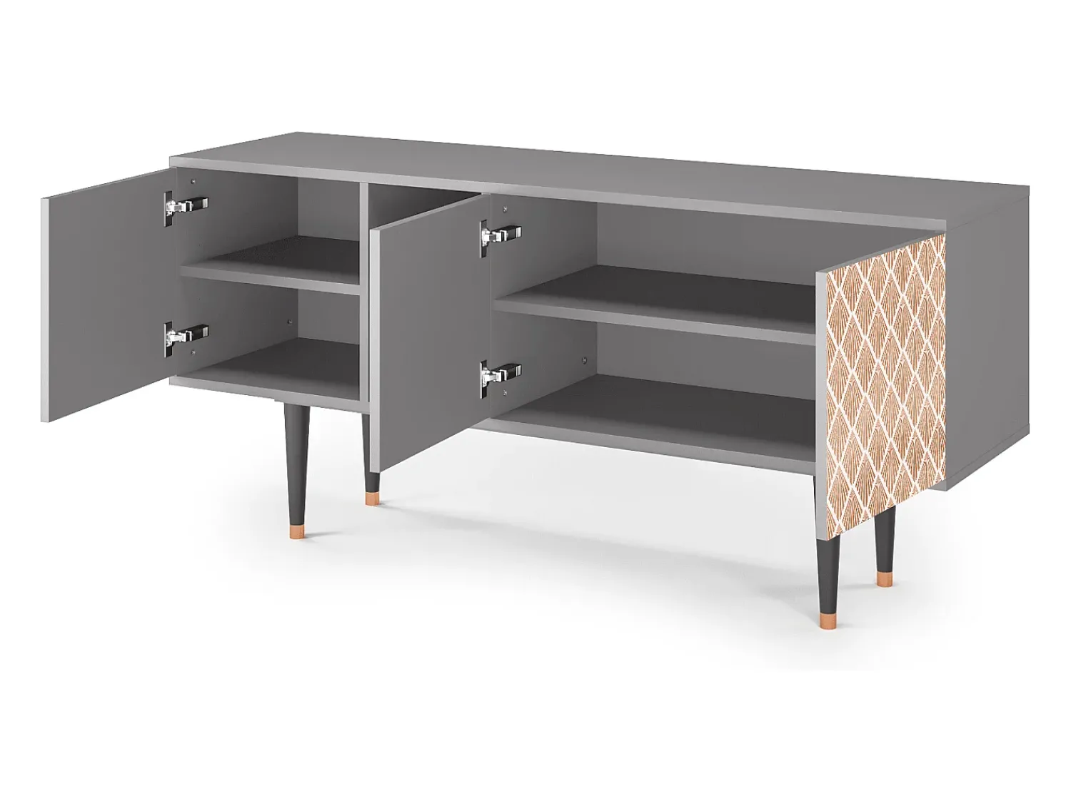 Móvel De Tv| Mueble de TV - 150х69х41 cm - T5 - Pastel Sunrise, Cinza Cinzento