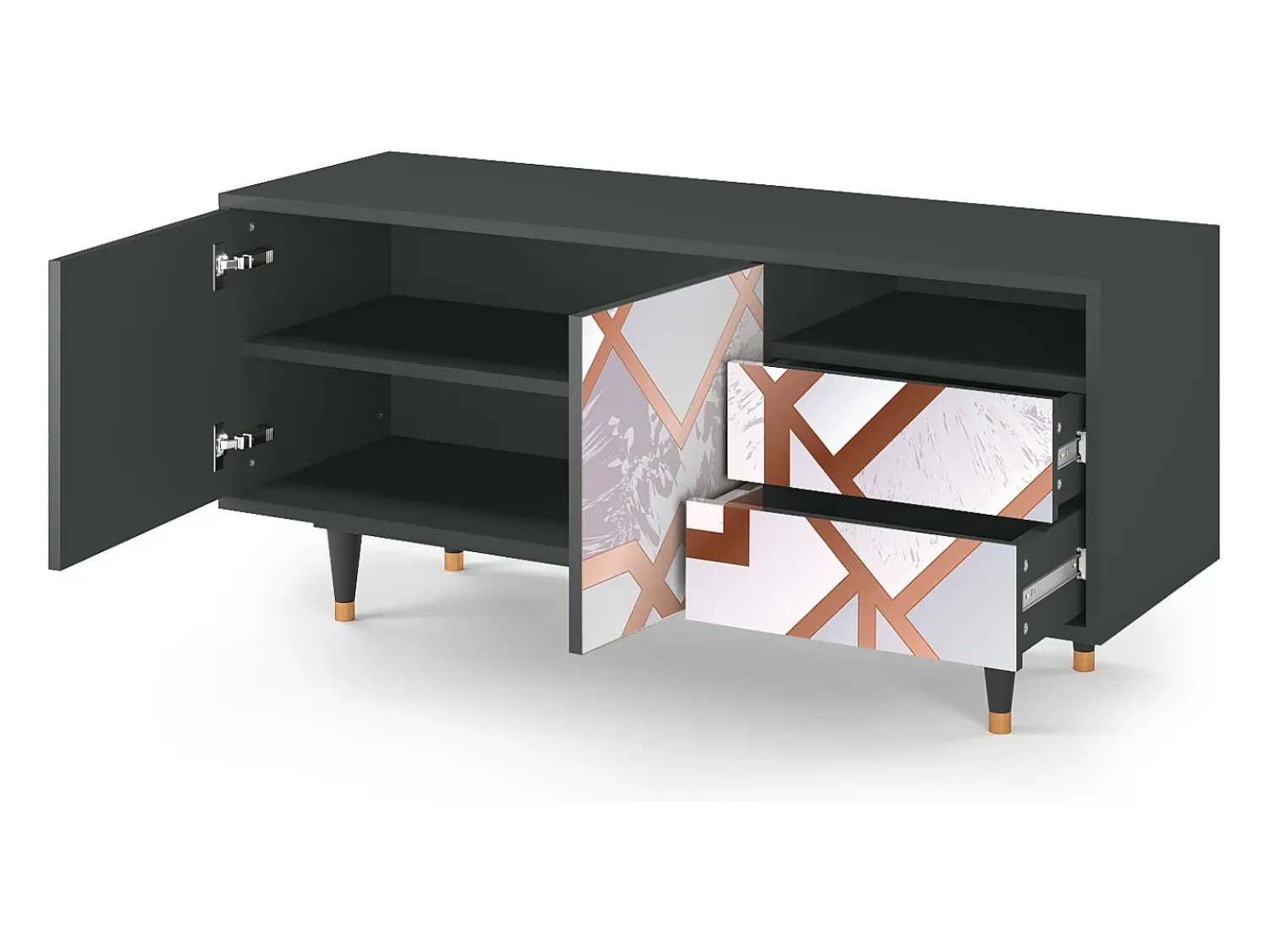 Móvel De Tv| Mueble de TV - 125х56х41 cm - T7 - Pastel Fairytale, Antracite Cinza antracite