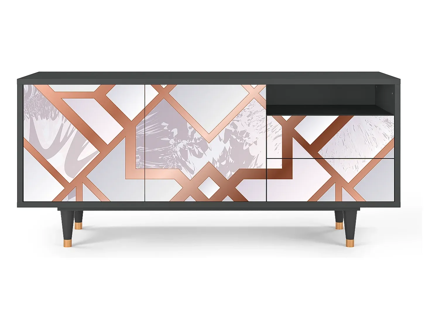 Móvel De Tv| Mueble de TV - 125х56х41 cm - T7 - Pastel Fairytale, Antracite Cinza antracite