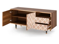 Móvel De Tv| Mueble de TV - 125х56х41 cm - T7 - Pastel Sunrise, Nogueira Castanho