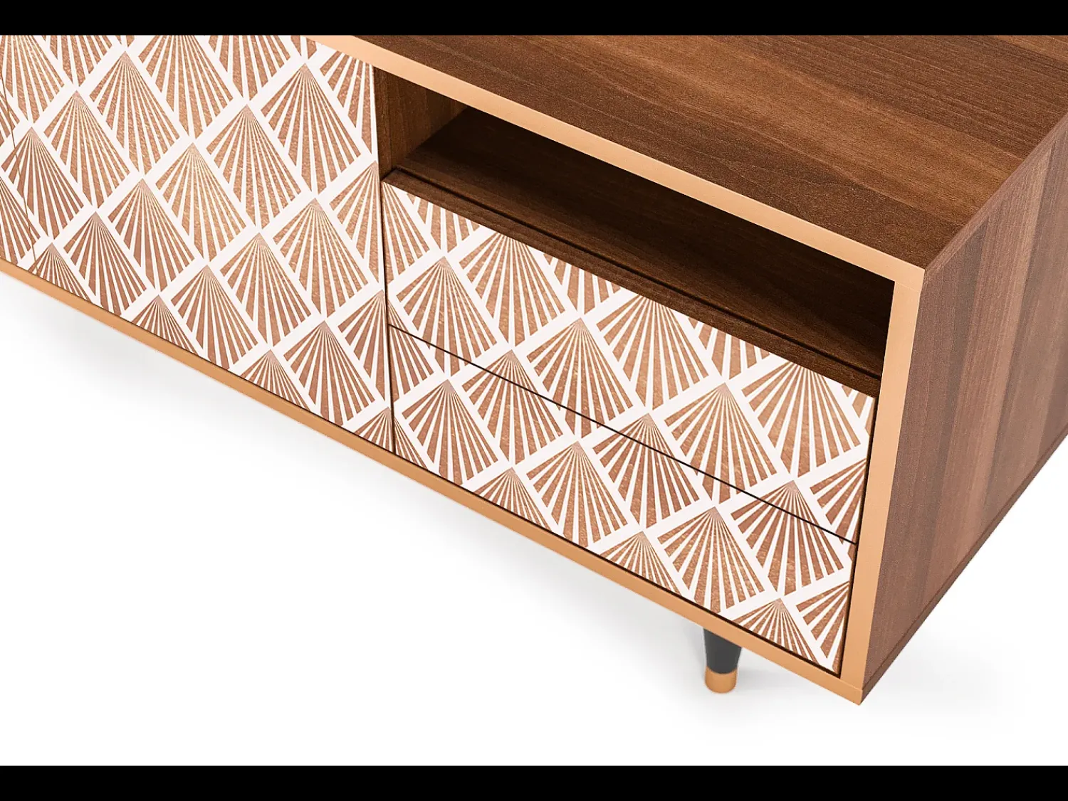 Móvel De Tv| Mueble de TV - 125х56х41 cm - T7 - Pastel Sunrise, Nogueira Castanho