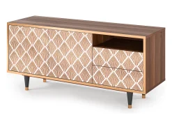 Móvel De Tv| Mueble de TV - 125х56х41 cm - T7 - Pastel Sunrise, Nogueira Castanho