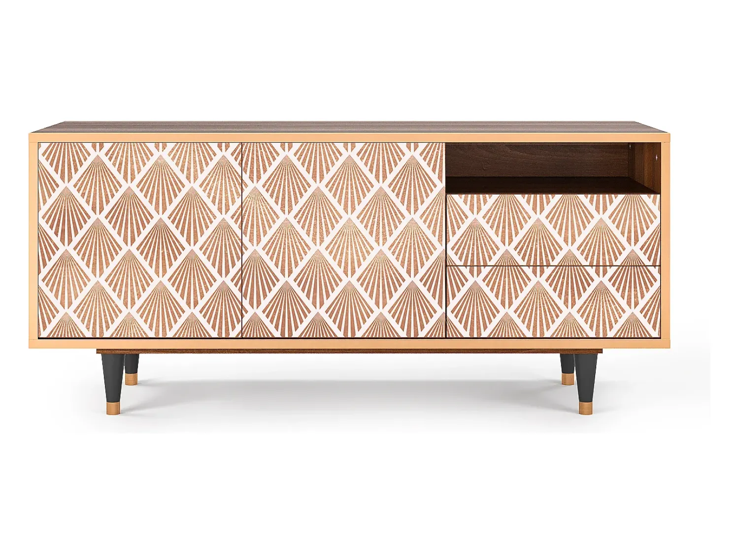Móvel De Tv| Mueble de TV - 125х56х41 cm - T7 - Pastel Sunrise, Nogueira Castanho