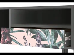 Outlet Mueble de TV - 115х59х48 cm - T3 - Peach Peonies, Antracite Cinza antracite
