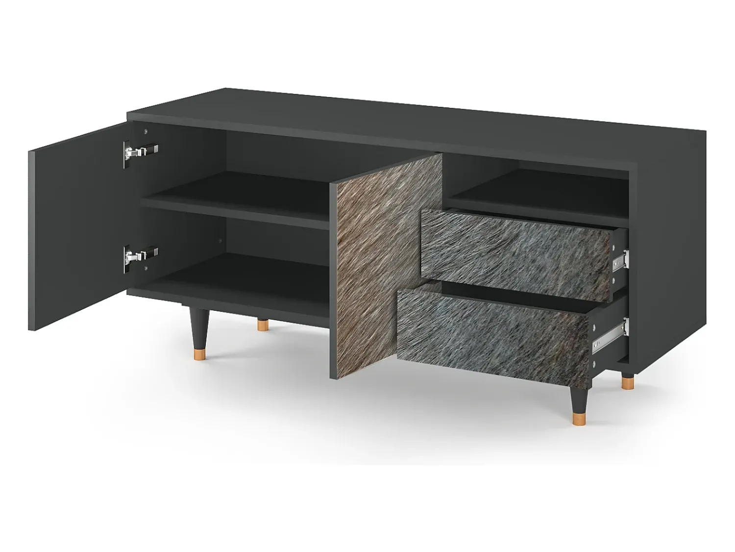 Móvel De Tv| Mueble de TV - 125х56х41 cm - T7 - Peanut Hair, Antracite Cinza antracite