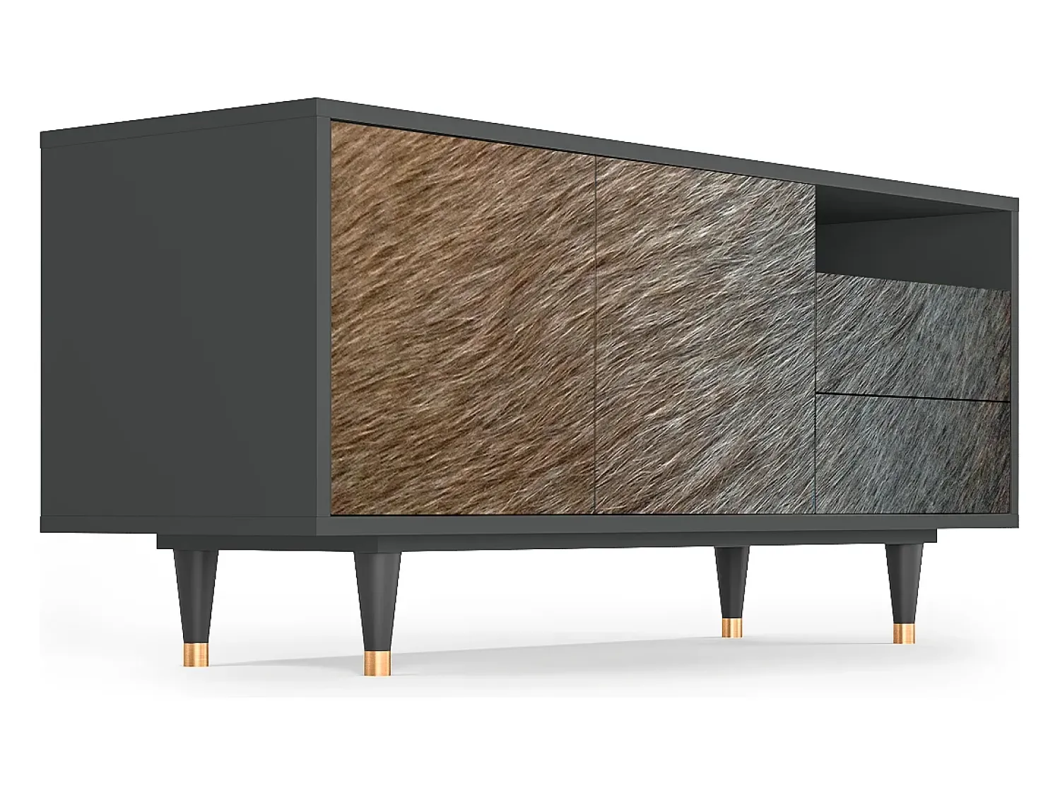 Móvel De Tv| Mueble de TV - 125х56х41 cm - T7 - Peanut Hair, Antracite Cinza antracite