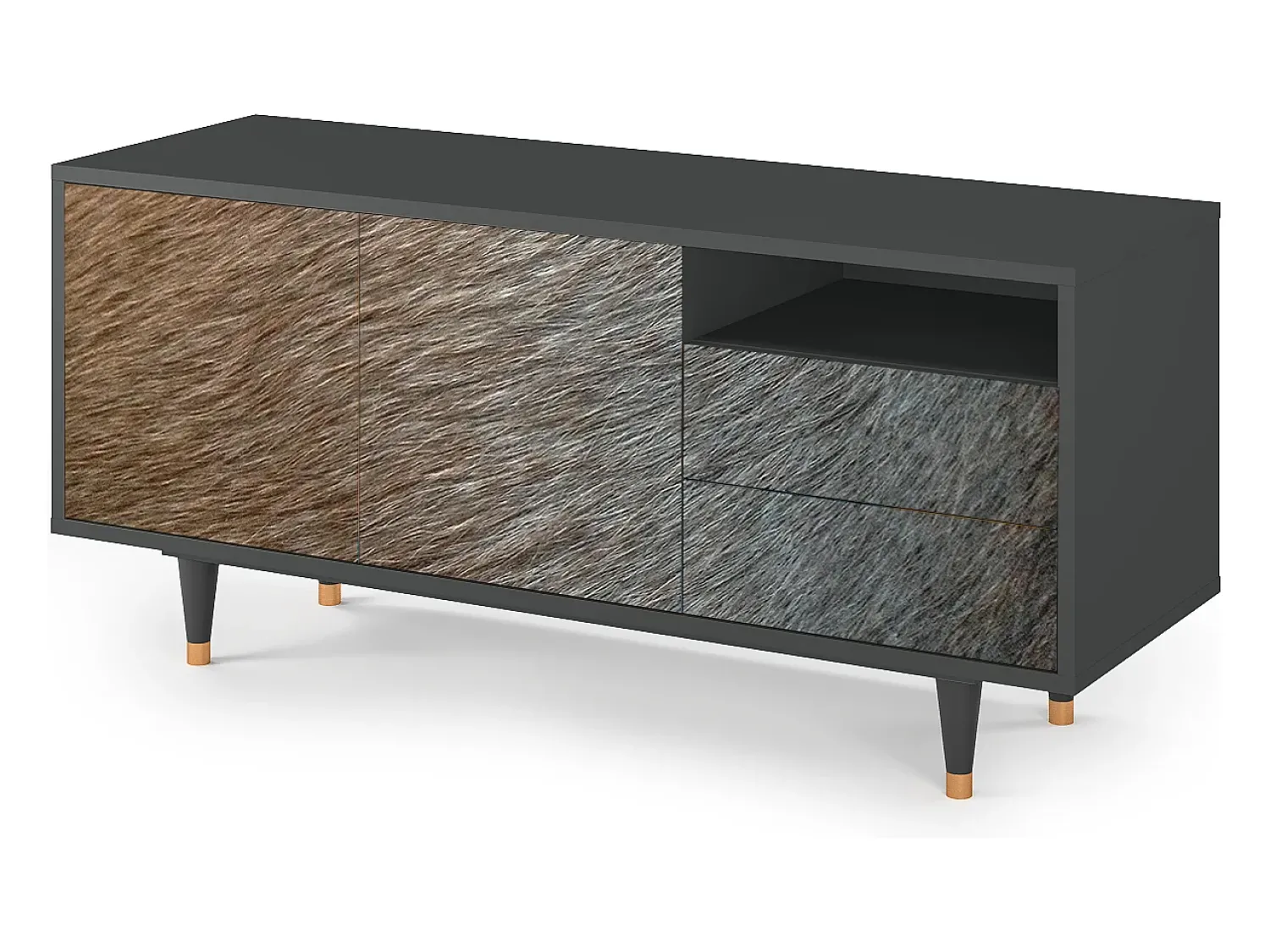 Móvel De Tv| Mueble de TV - 125х56х41 cm - T7 - Peanut Hair, Antracite Cinza antracite