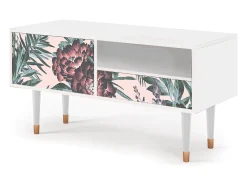 Mueble de TV - 115х59х48 cm - T3 - Peach Peonies, Branco^ Móvel De Tv