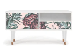 Mueble de TV - 115х59х48 cm - T3 - Peach Peonies, Branco^ Móvel De Tv