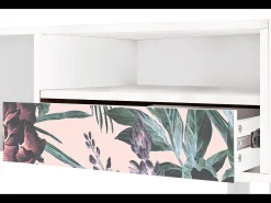 Mueble de TV - 115х59х48 cm - T3 - Peach Peonies, Branco^ Móvel De Tv