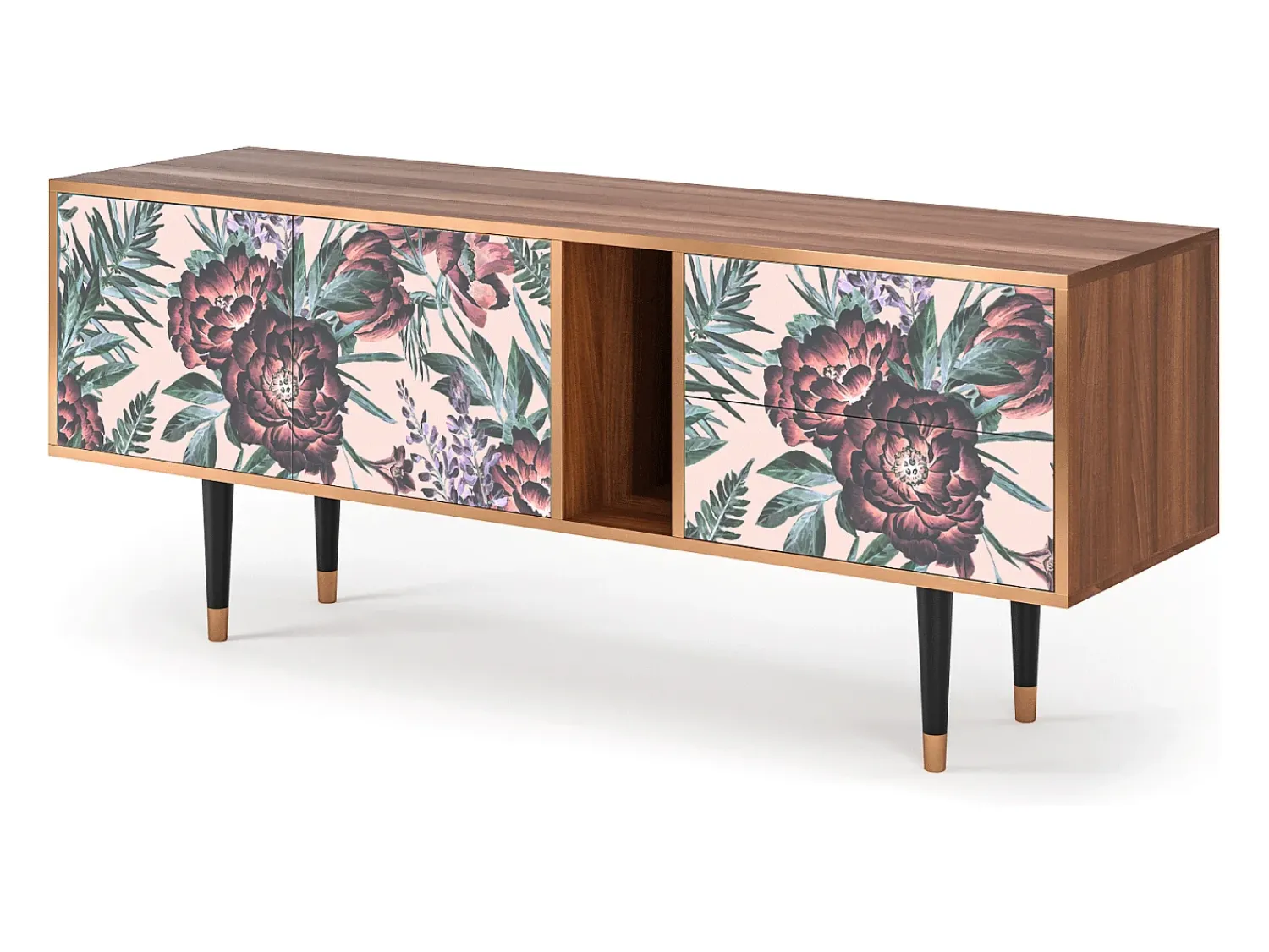 Mueble de TV - 170х69х48 cm - T1 - Peach Peonies, Nogueira^ Móvel De Tv