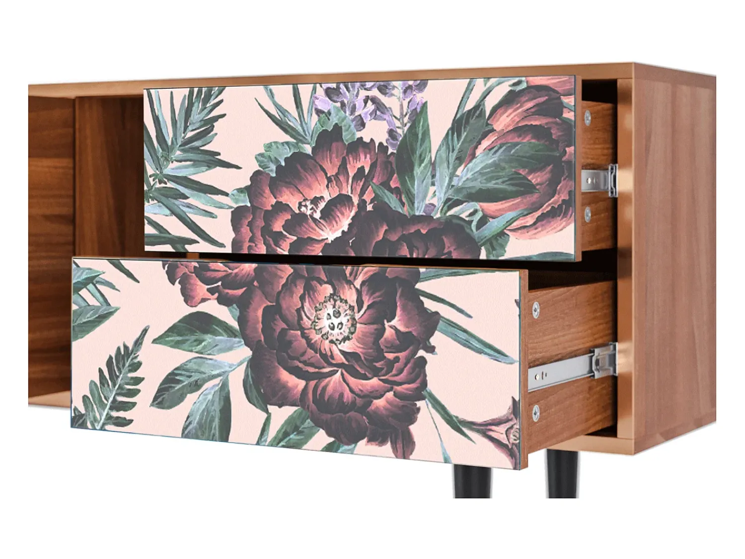 Mueble de TV - 170х69х48 cm - T1 - Peach Peonies, Nogueira^ Móvel De Tv