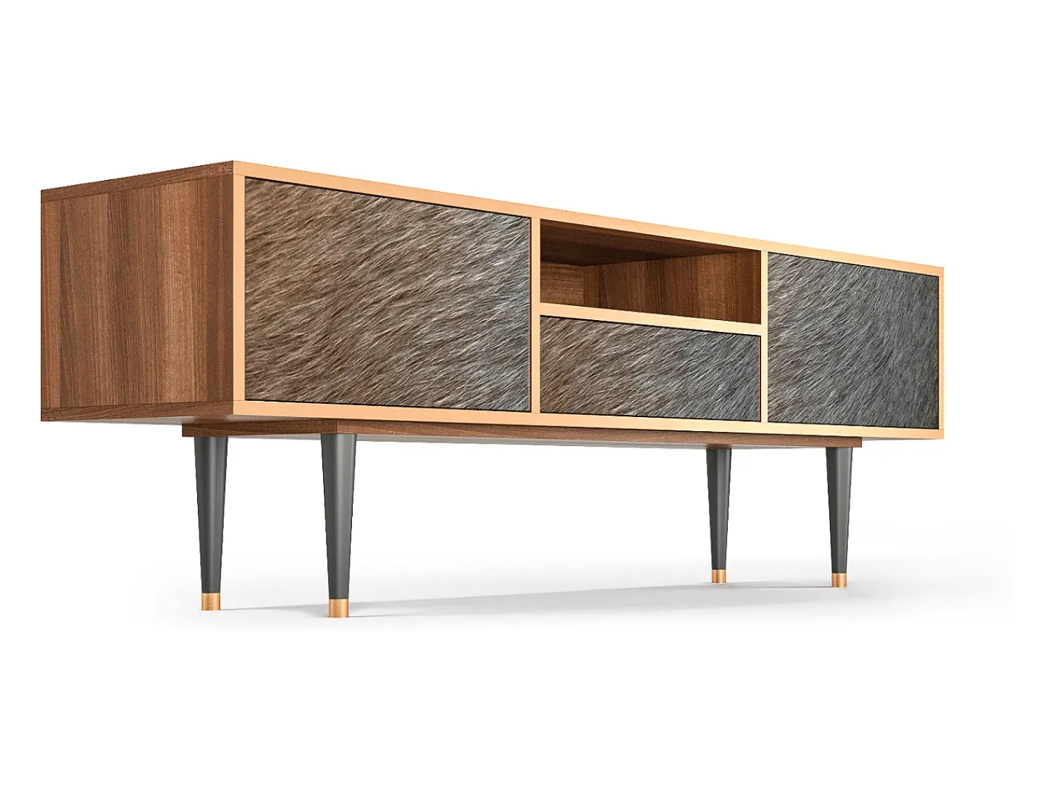 Outlet Mueble de TV - 170х59х41 cm - T6 - Peanut Hair, Nogueira Castanho