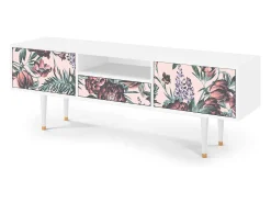 Mueble de TV - 170х59х41 cm - T6 - Peach Peonies, Branco^ Móvel De Tv