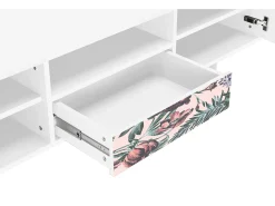 Mueble de TV - 170х59х41 cm - T6 - Peach Peonies, Branco^ Móvel De Tv