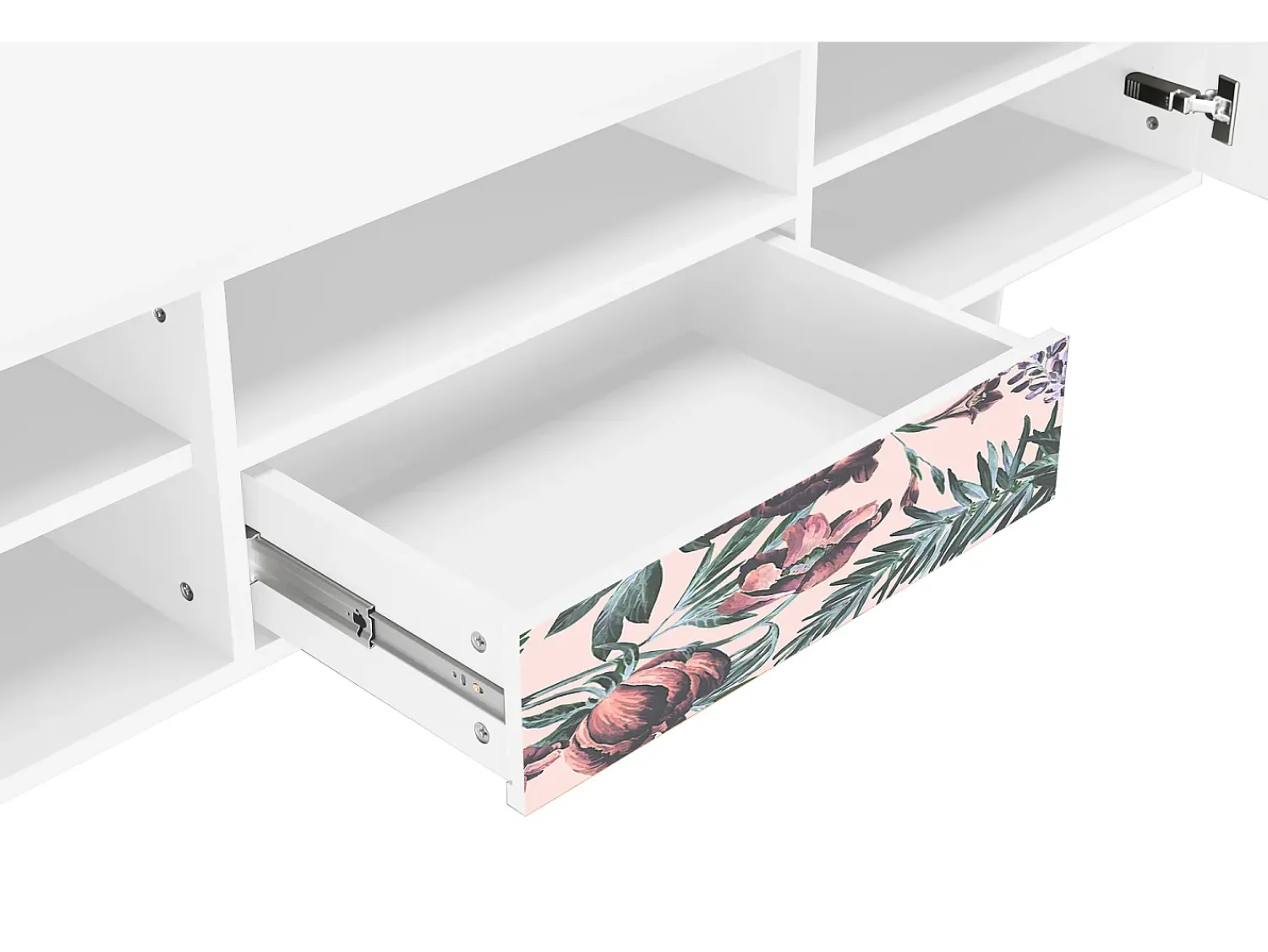 Mueble de TV - 170х59х41 cm - T6 - Peach Peonies, Branco^ Móvel De Tv
