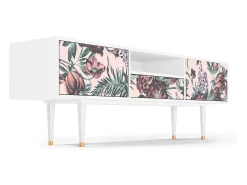 Mueble de TV - 170х59х41 cm - T6 - Peach Peonies, Branco^ Móvel De Tv