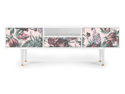Mueble de TV - 170х59х41 cm - T6 - Peach Peonies, Branco^ Móvel De Tv