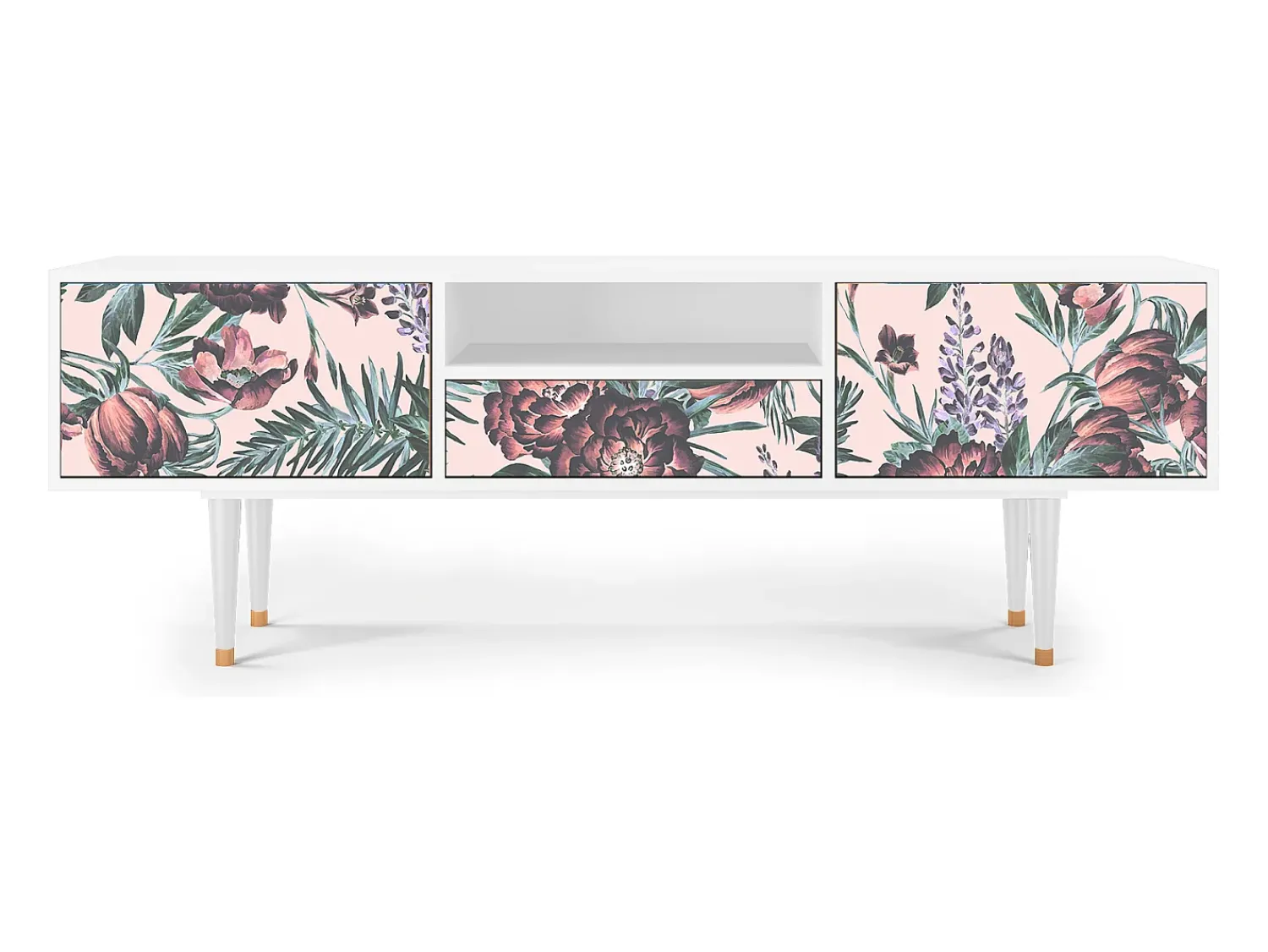 Mueble de TV - 170х59х41 cm - T6 - Peach Peonies, Branco^ Móvel De Tv