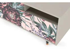 Mueble de TV - 125х56х41 cm - T7 - Peach Peonies, Areia^ Móvel De Tv