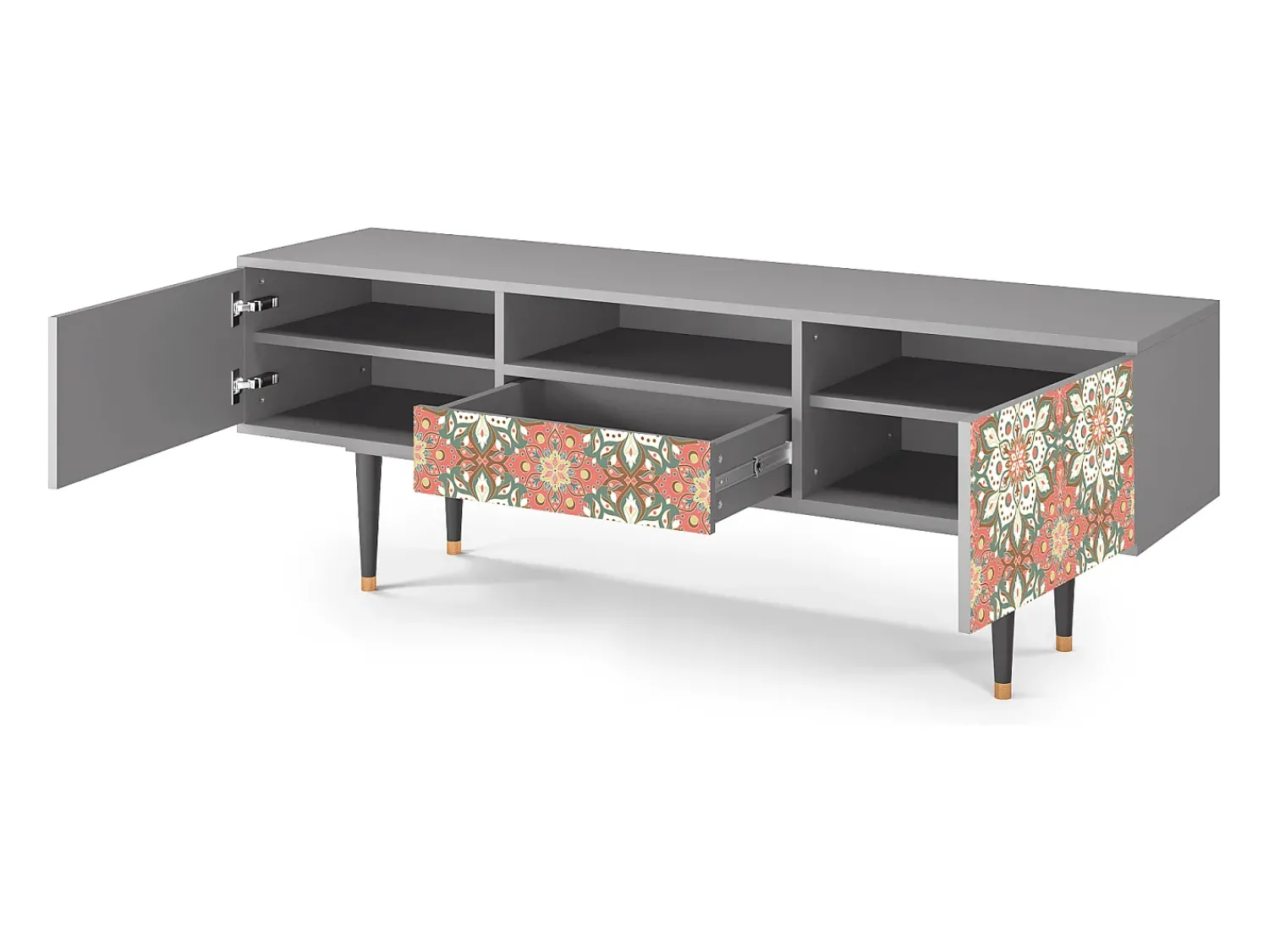 Móvel De Tv* Mueble de TV - 170х59х41 cm - T6 - Peach Grove, Cinza Cinzento