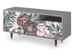 Sale Mueble de TV - 125х56х41 cm - T7 - Peach Peonies, Cinza Cinzento