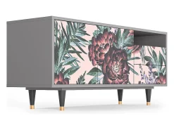 Sale Mueble de TV - 125х56х41 cm - T7 - Peach Peonies, Cinza Cinzento