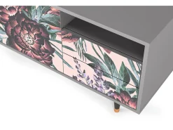 Sale Mueble de TV - 125х56х41 cm - T7 - Peach Peonies, Cinza Cinzento