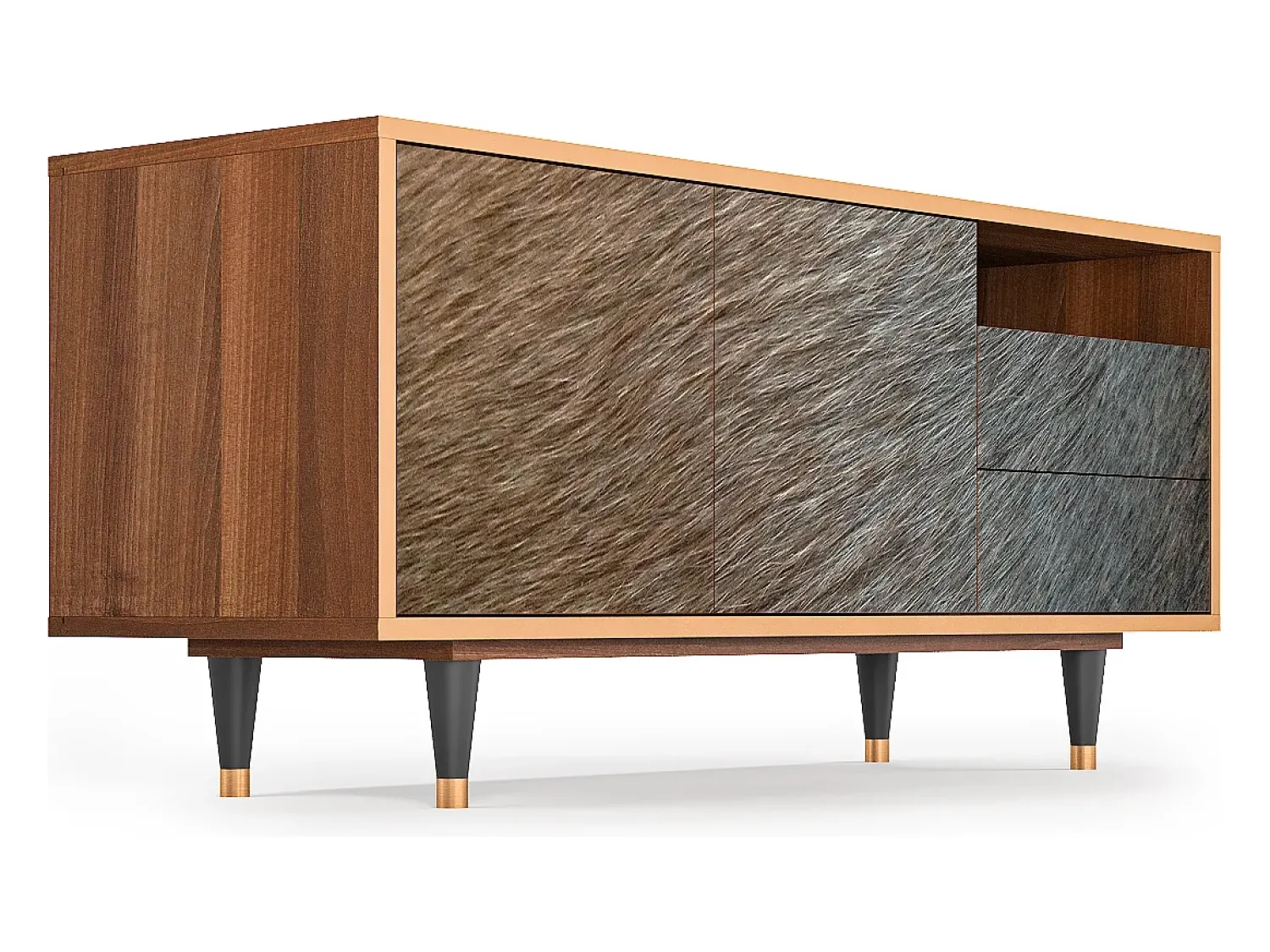 Móvel De Tv* Mueble de TV - 125х56х41 cm - T7 - Peanut Hair, Nogueira Castanho