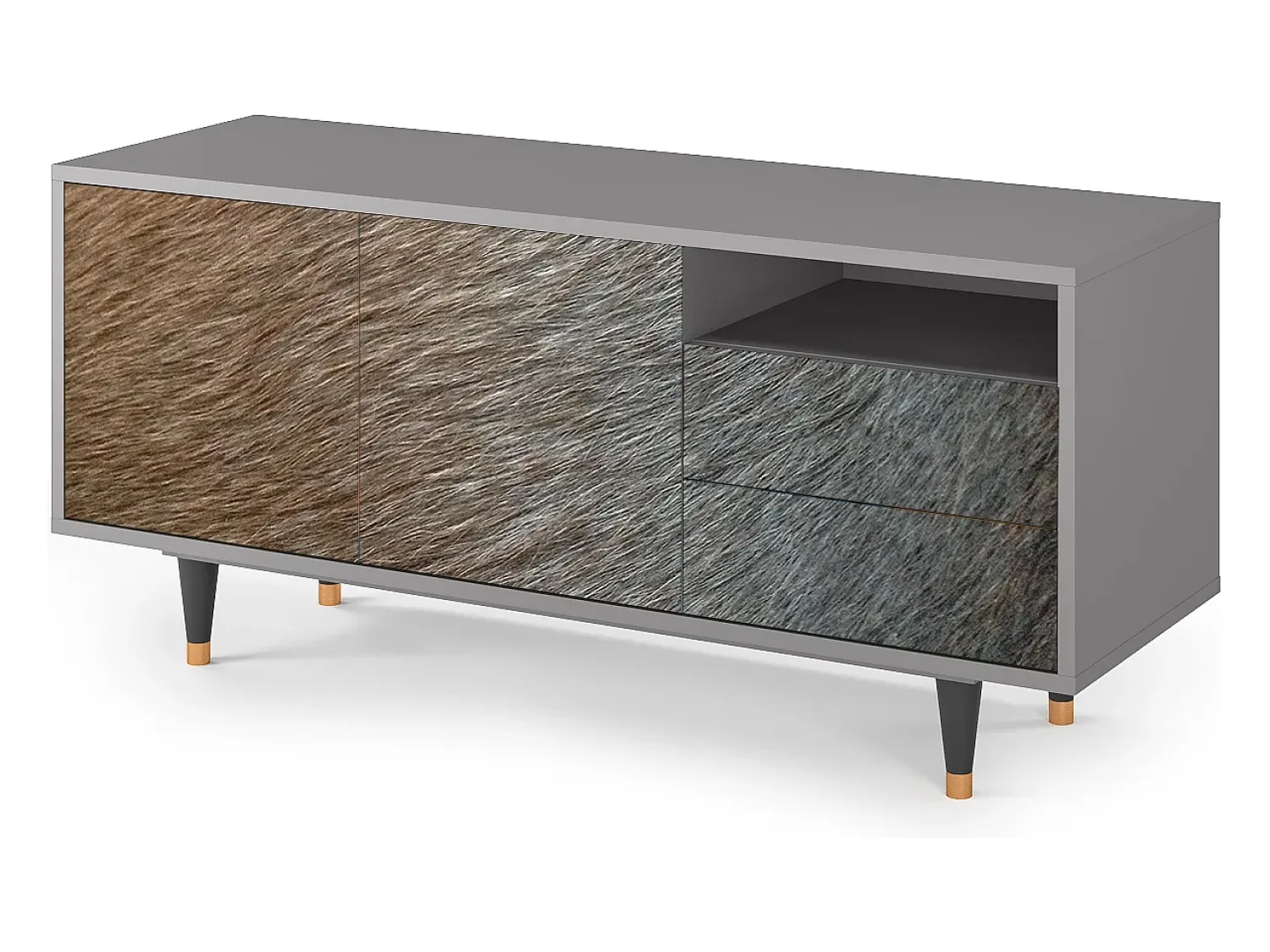 Móvel De Tv| Mueble de TV - 125х56х41 cm - T7 - Peanut Hair, Cinza Cinzento