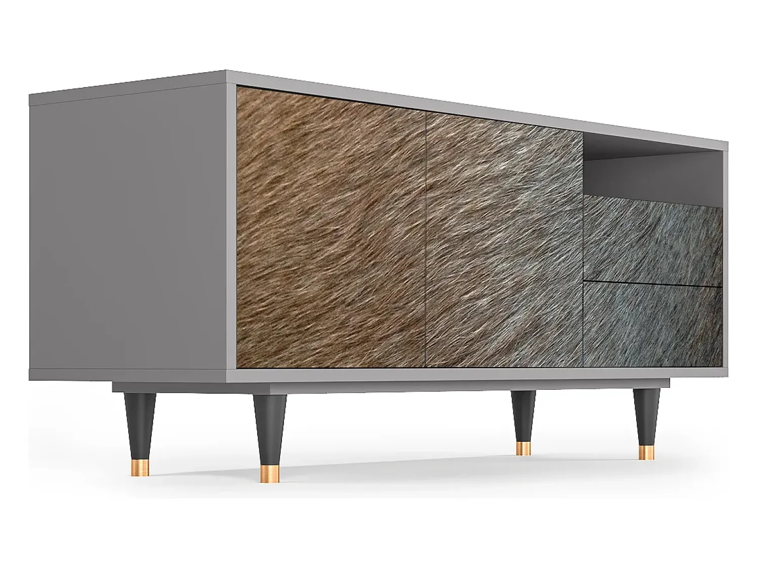 Móvel De Tv| Mueble de TV - 125х56х41 cm - T7 - Peanut Hair, Cinza Cinzento