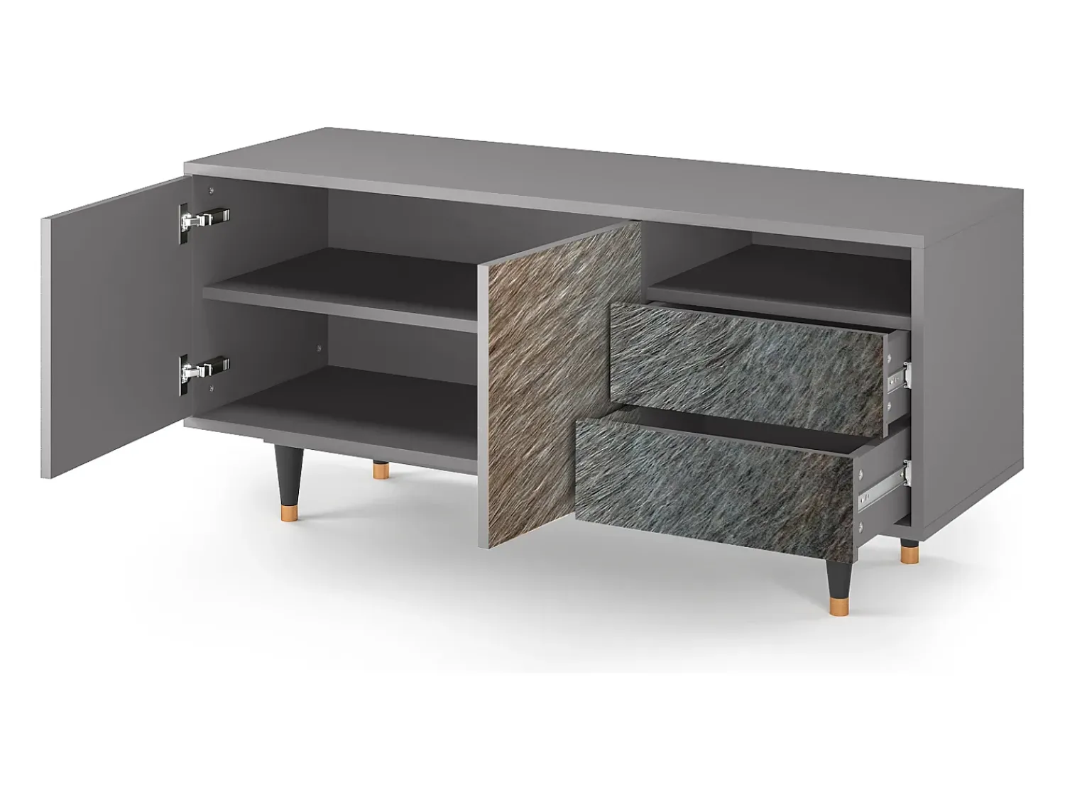 Móvel De Tv| Mueble de TV - 125х56х41 cm - T7 - Peanut Hair, Cinza Cinzento