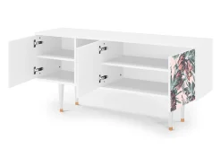 Mueble de TV - 150х69х41 cm - T5 - Peach Peonies, Branco Bege