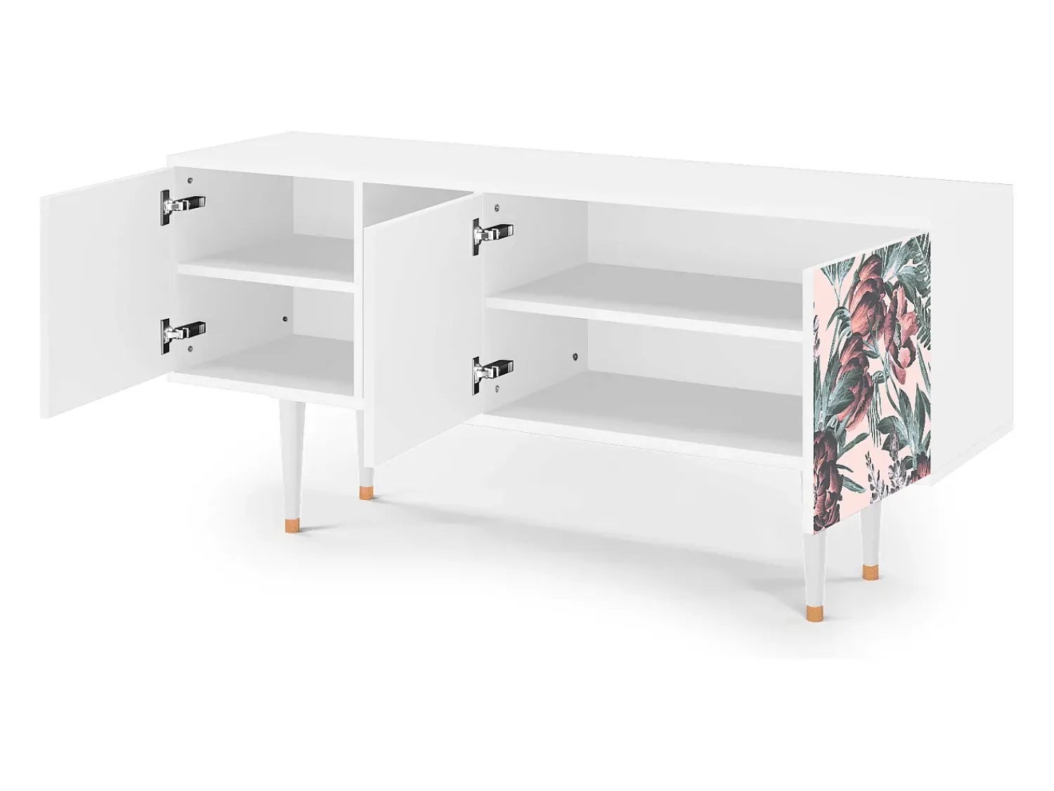 Mueble de TV - 150х69х41 cm - T5 - Peach Peonies, Branco Bege