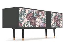 Móvel De Tv* Mueble de TV - 170х69х48 cm - T1 - Peach Peonies, Antracite Cinza antracite