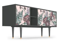 Discount Mueble de TV - 150х69х41 cm - T5 - Peach Peonies, Antracite Cinza antracite