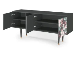 Discount Mueble de TV - 150х69х41 cm - T5 - Peach Peonies, Antracite Cinza antracite