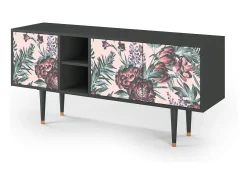 Discount Mueble de TV - 150х69х41 cm - T5 - Peach Peonies, Antracite Cinza antracite