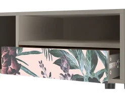 Móvel De Tv| Mueble de TV - 115х59х48 cm - T3 - Peach Peonies, Areia Bege