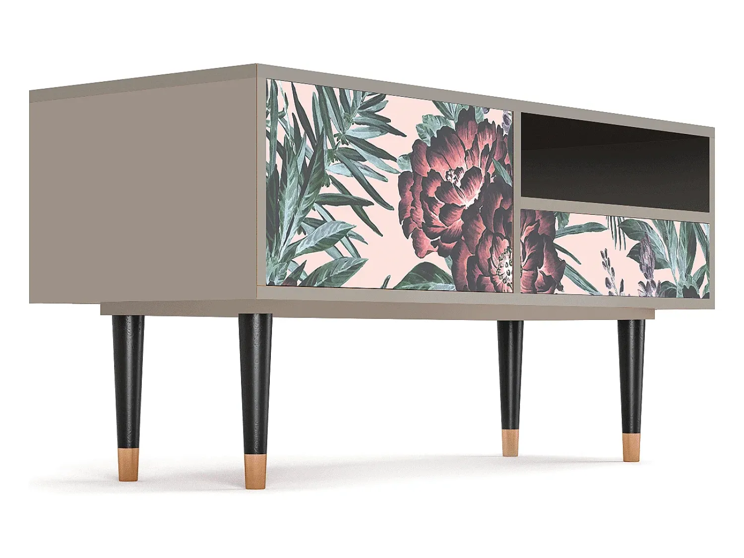 Móvel De Tv| Mueble de TV - 115х59х48 cm - T3 - Peach Peonies, Areia Bege