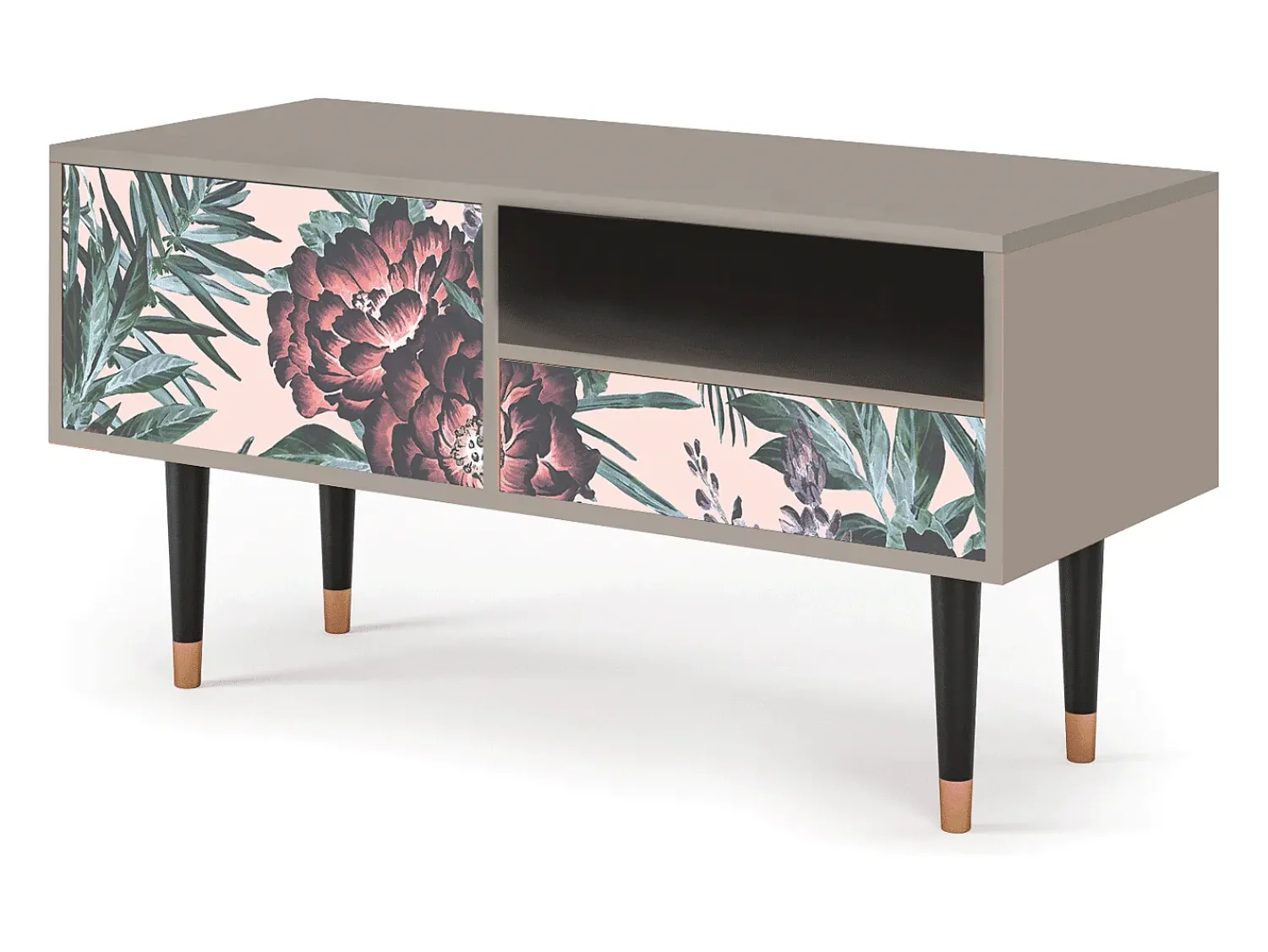 Móvel De Tv| Mueble de TV - 115х59х48 cm - T3 - Peach Peonies, Areia Bege