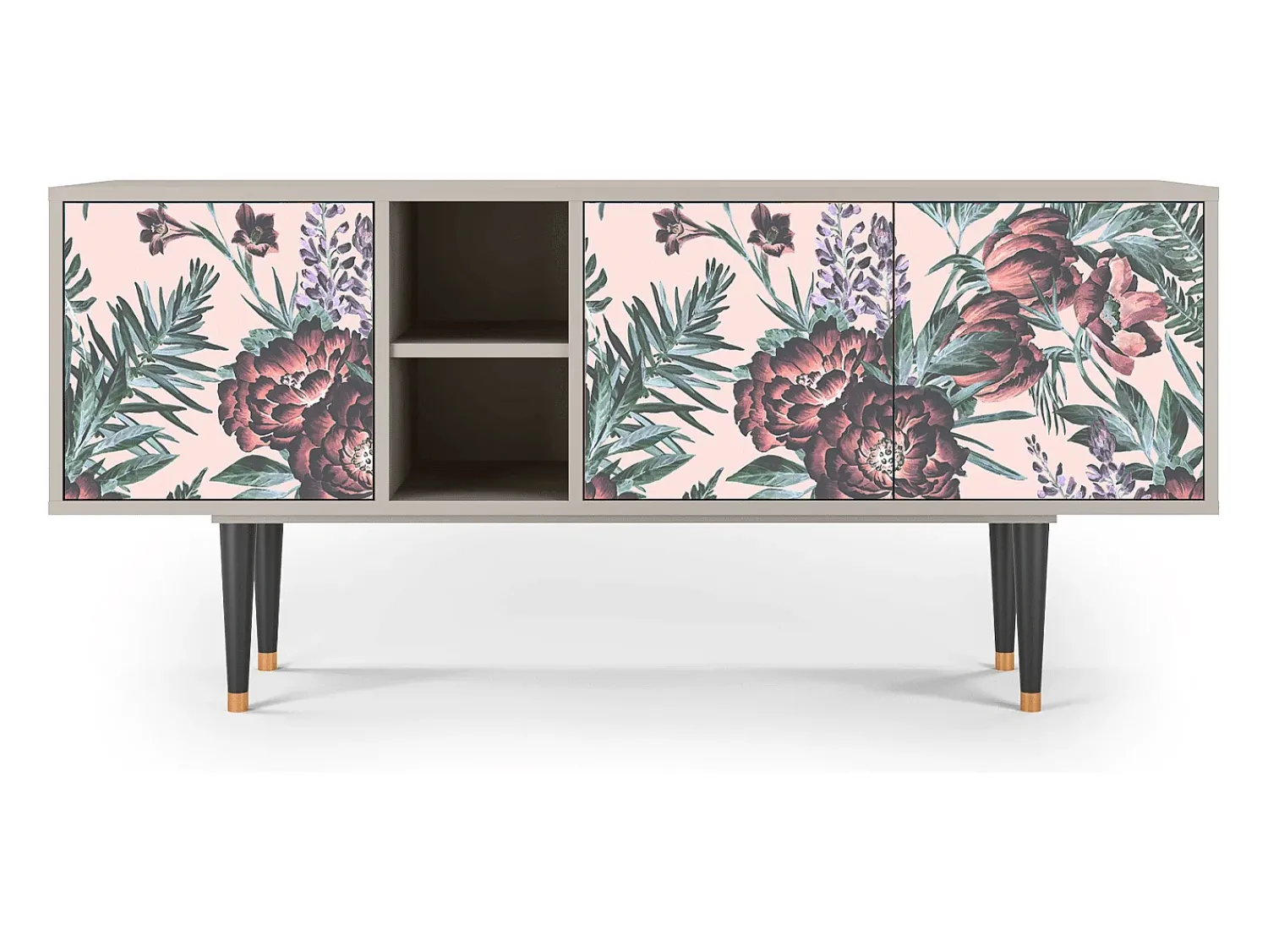 Mueble de TV - 150х69х41 cm - T5 - Peach Peonies, Areia^ Móvel De Tv