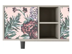 Mueble de TV - 150х69х41 cm - T5 - Peach Peonies, Areia^ Móvel De Tv
