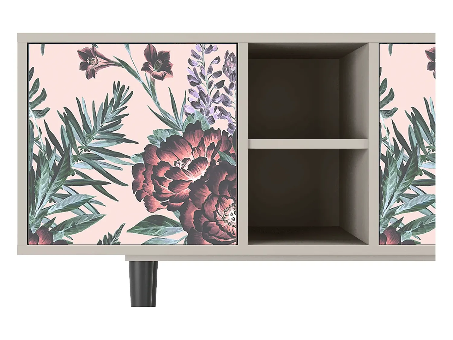 Mueble de TV - 150х69х41 cm - T5 - Peach Peonies, Areia^ Móvel De Tv