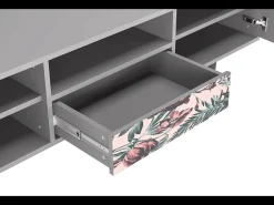 Mueble de TV - 170х59х41 cm - T6 - Peach Peonies, Cinza^ Móvel De Tv