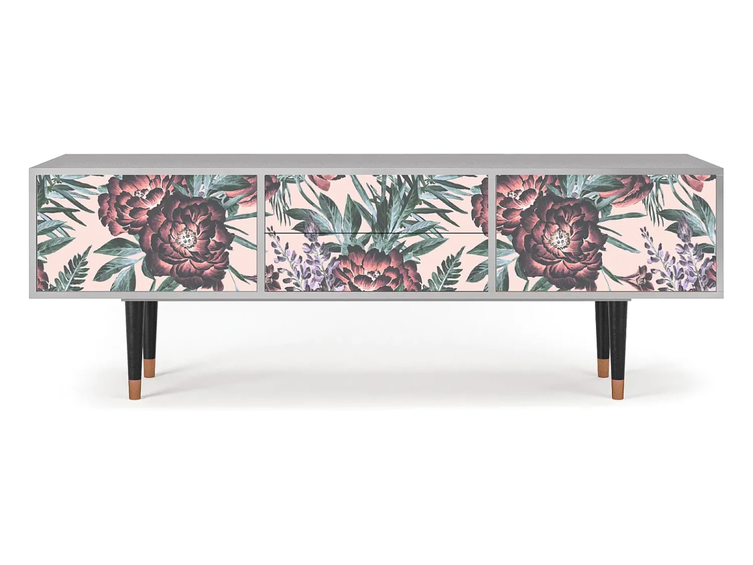 Móvel De Tv* Mueble de TV - 170х59х48 cm - T4 - Peach Peonies, Cinza Cinzento