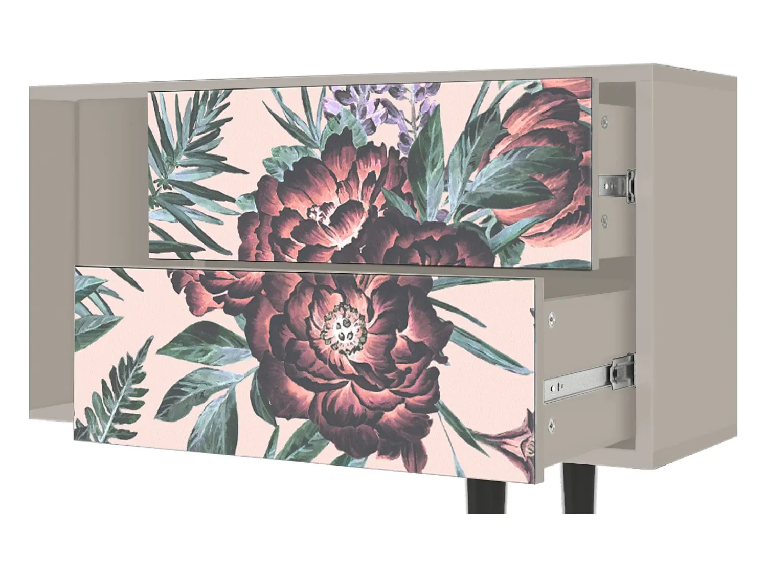 Móvel De Tv* Mueble de TV - 170х69х48 cm - T1 - Peach Peonies, Areia Bege