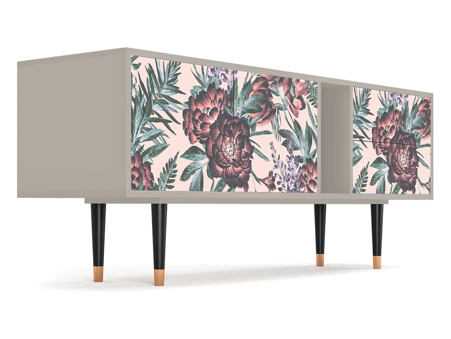 Móvel De Tv* Mueble de TV - 170х69х48 cm - T1 - Peach Peonies, Areia Bege